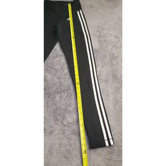 Adidas Sz XS Women's Climalite 3-Stripe Full Length Tights Black White Ca16 - Picture 3 of 9